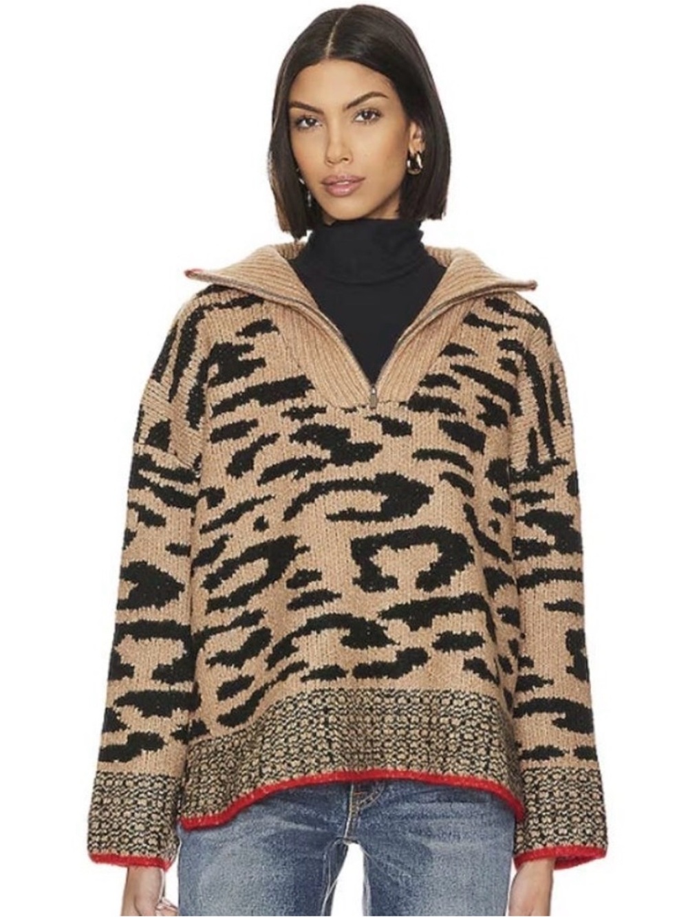 John + Jenn Animal Kingdom Print Stirling Quarter-Zip Pullover Sweater